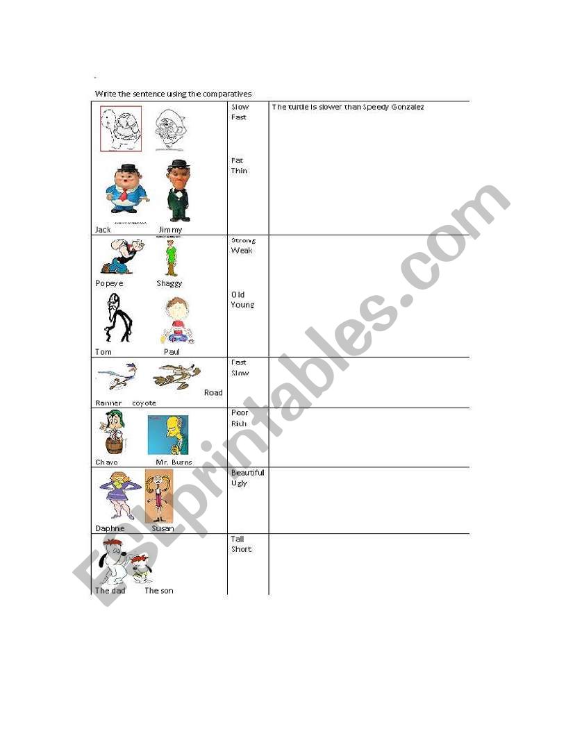 Comparatives worksheet