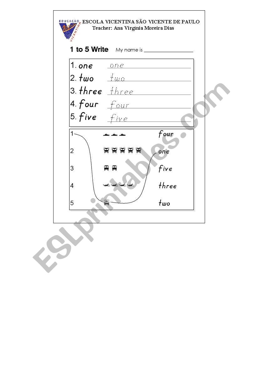 numbers worksheet