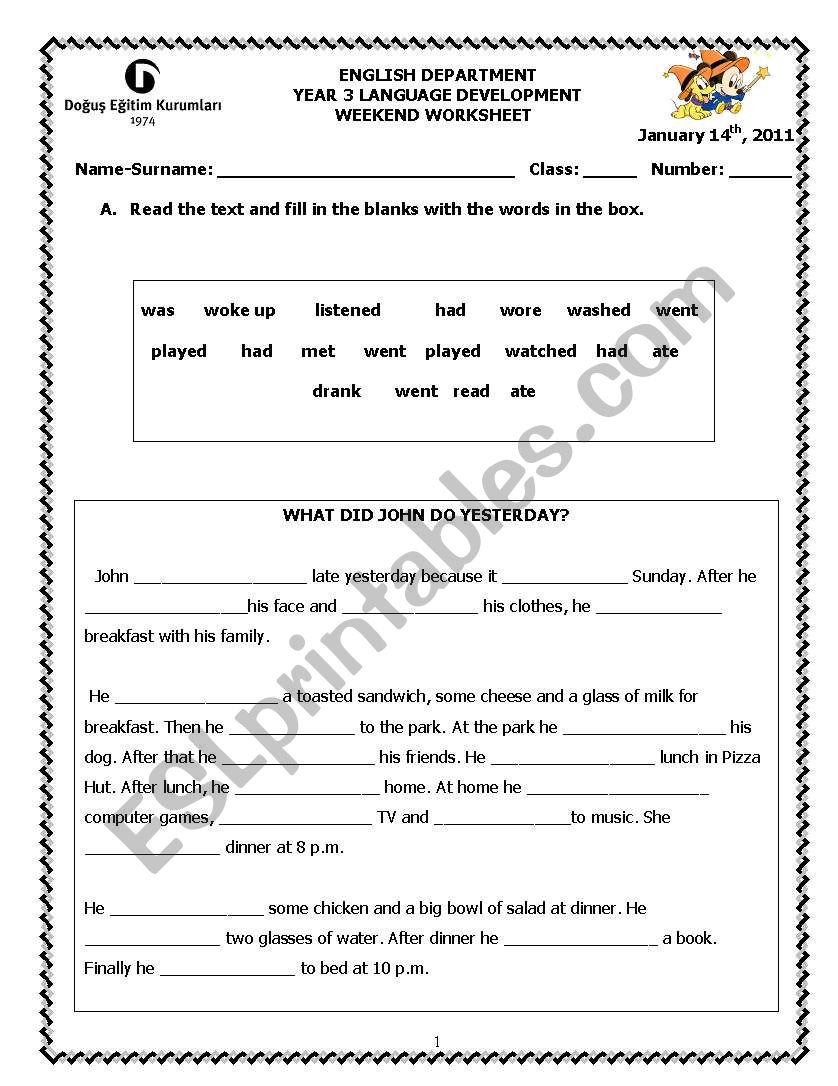 simple past worksheet