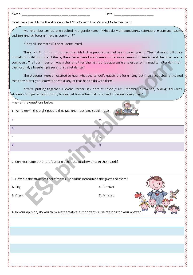 Reading Comprehension worksheet