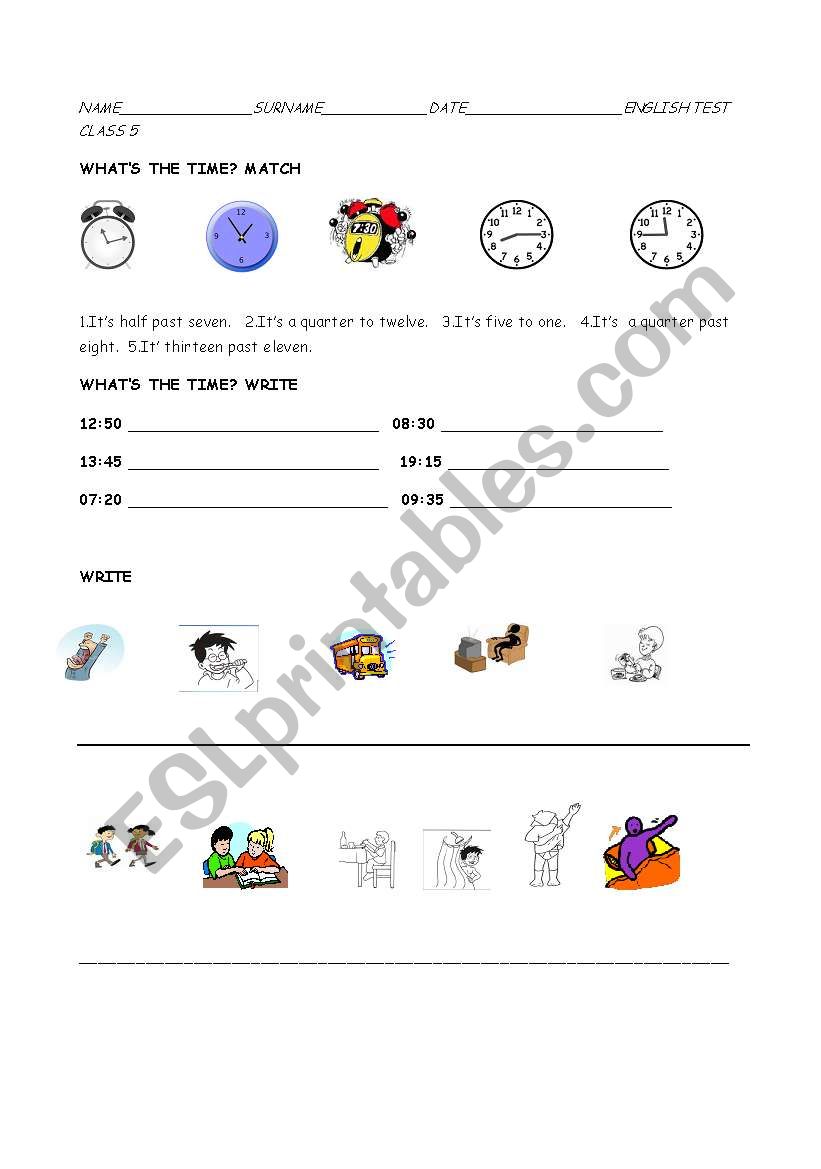 daily routine worksheet