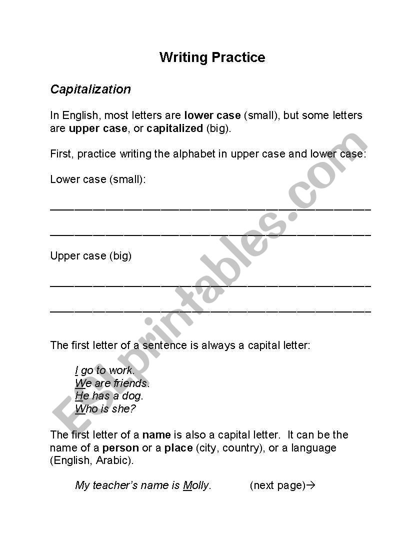 Writing Practice: Capitalization, Punctuation, Paragraph Form