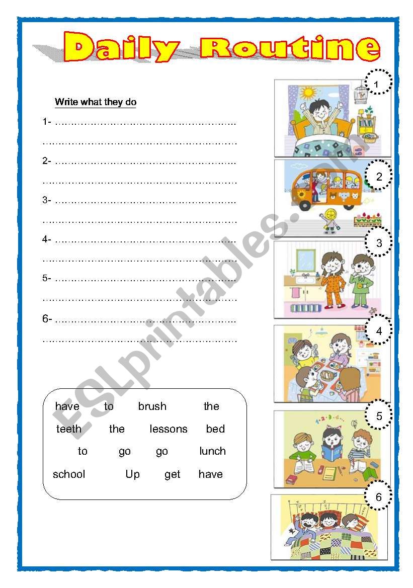 Daily routine sentences (easier level) editable