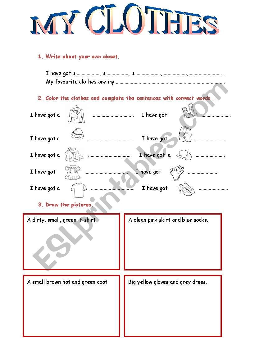 MY CLOTHES (clothes writing practice and have got structure for very young learners)