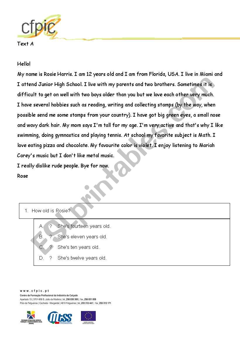 Personal identification worksheet