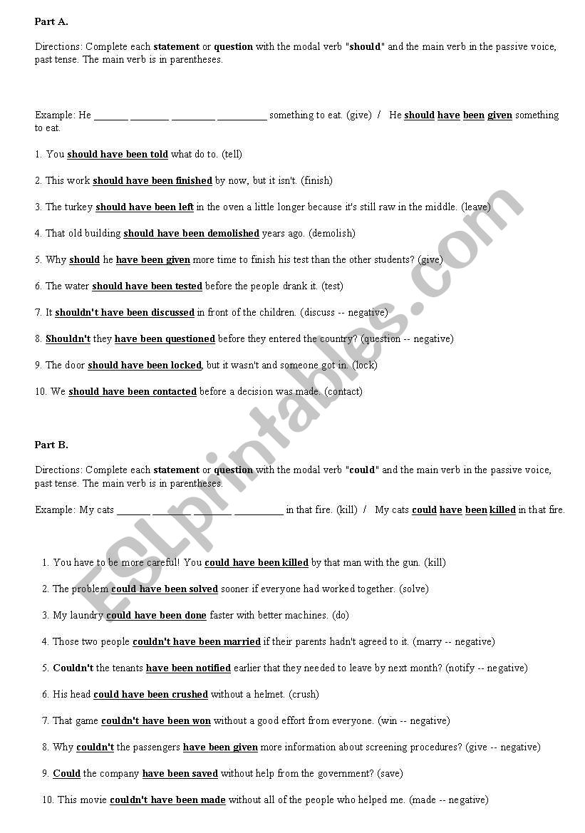 passive voice  worksheet