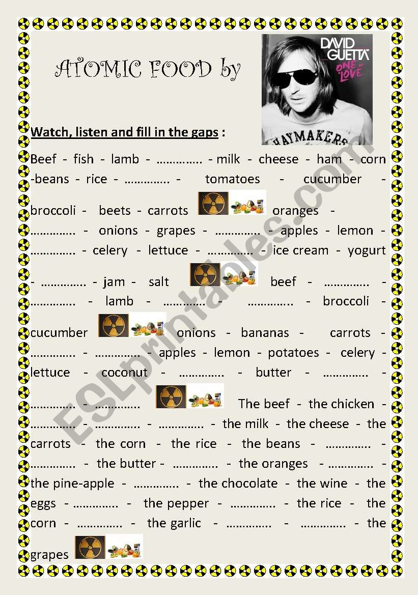 Atomic Food by David Guetta (Food vocabulary)