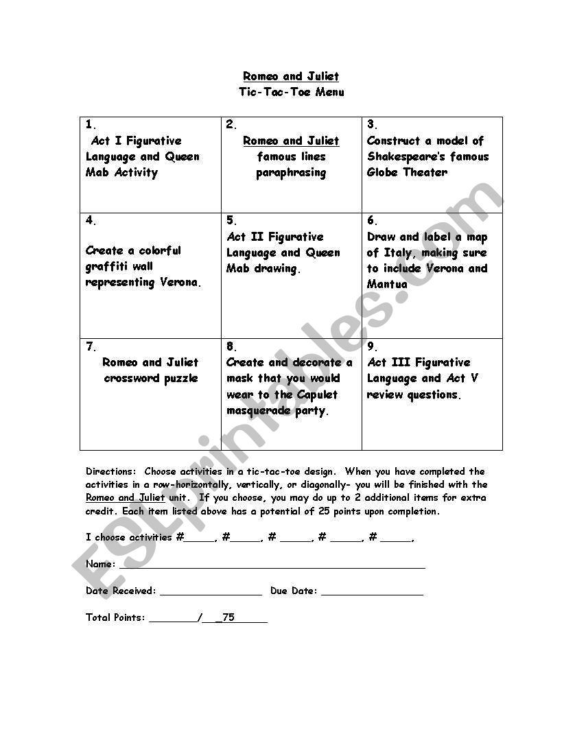 Romeo and Juliet Differentiated Instruction