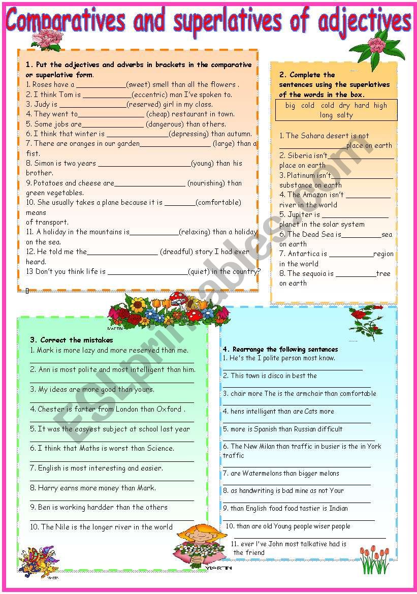 Comparatives and superlatives of adjectives