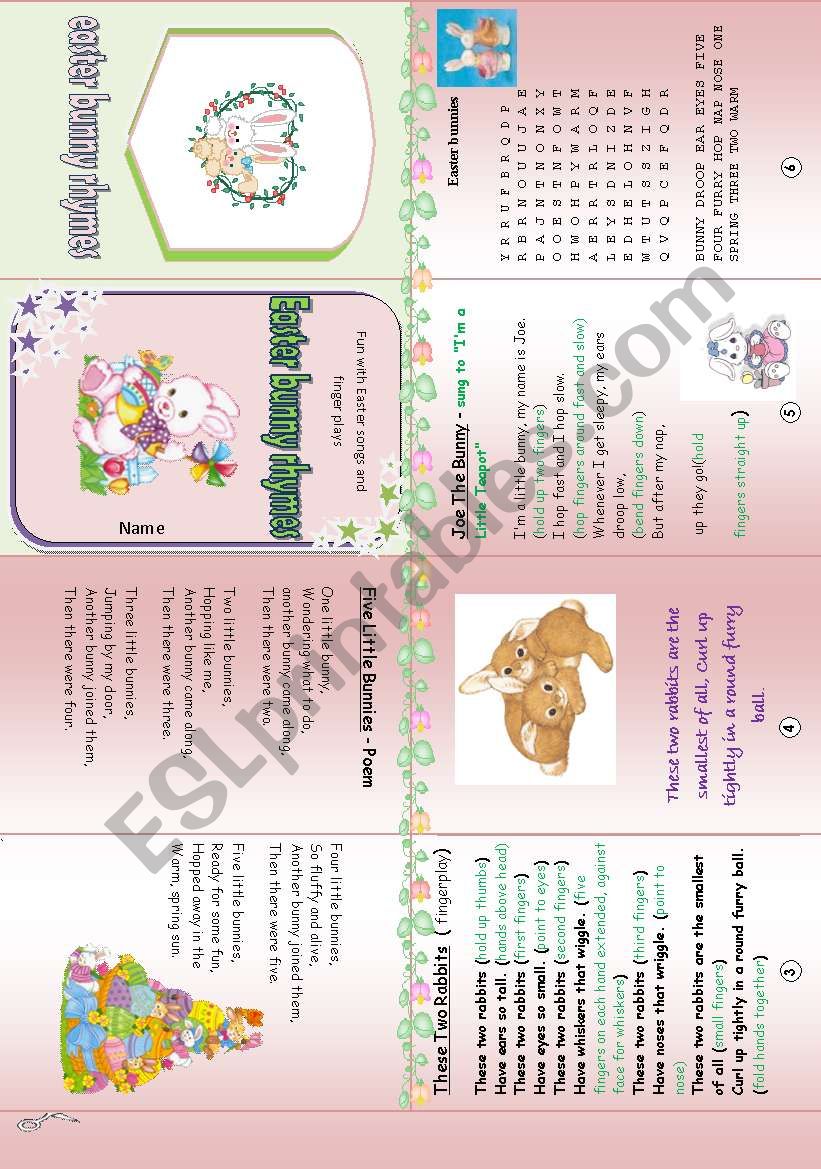 Easter rhyme ,poem and fingerplay minibook