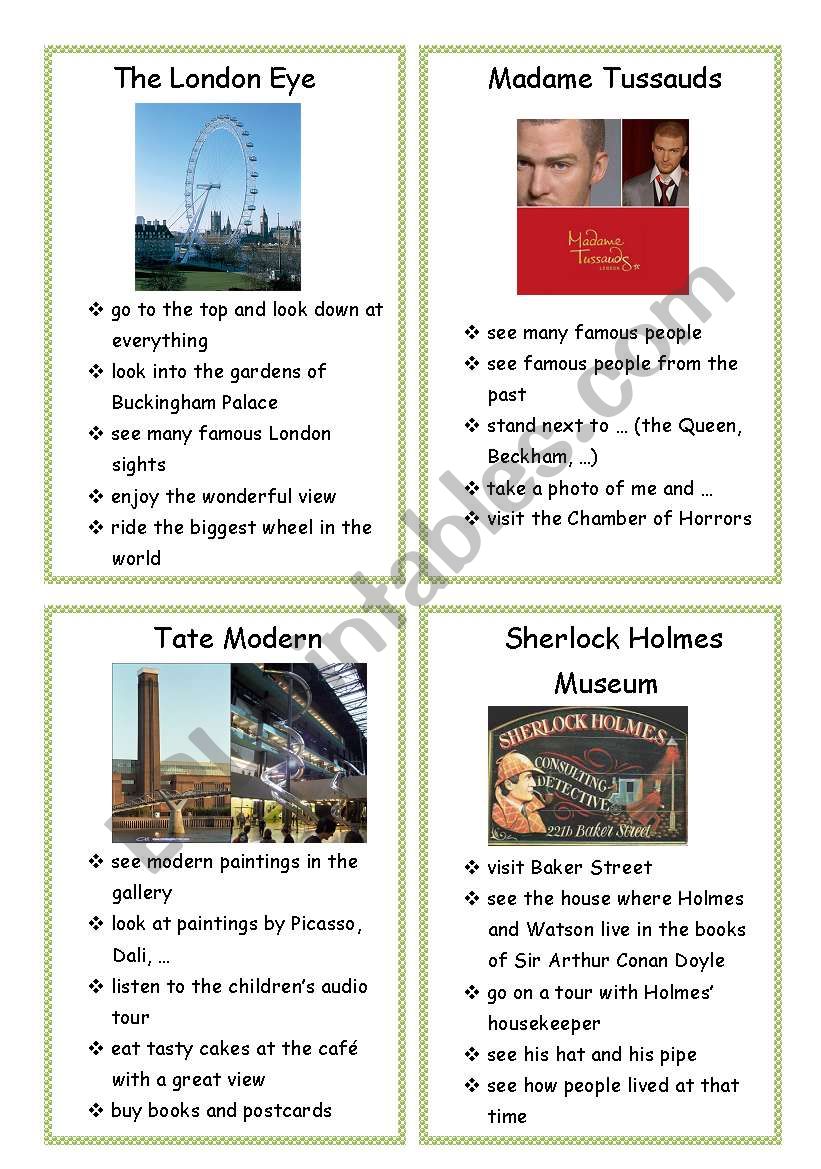 London sights 1/6 worksheet