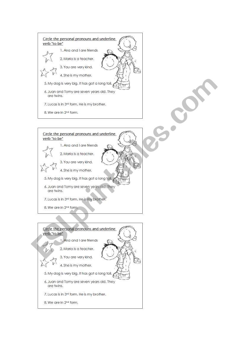 personal pronouns and verb to be