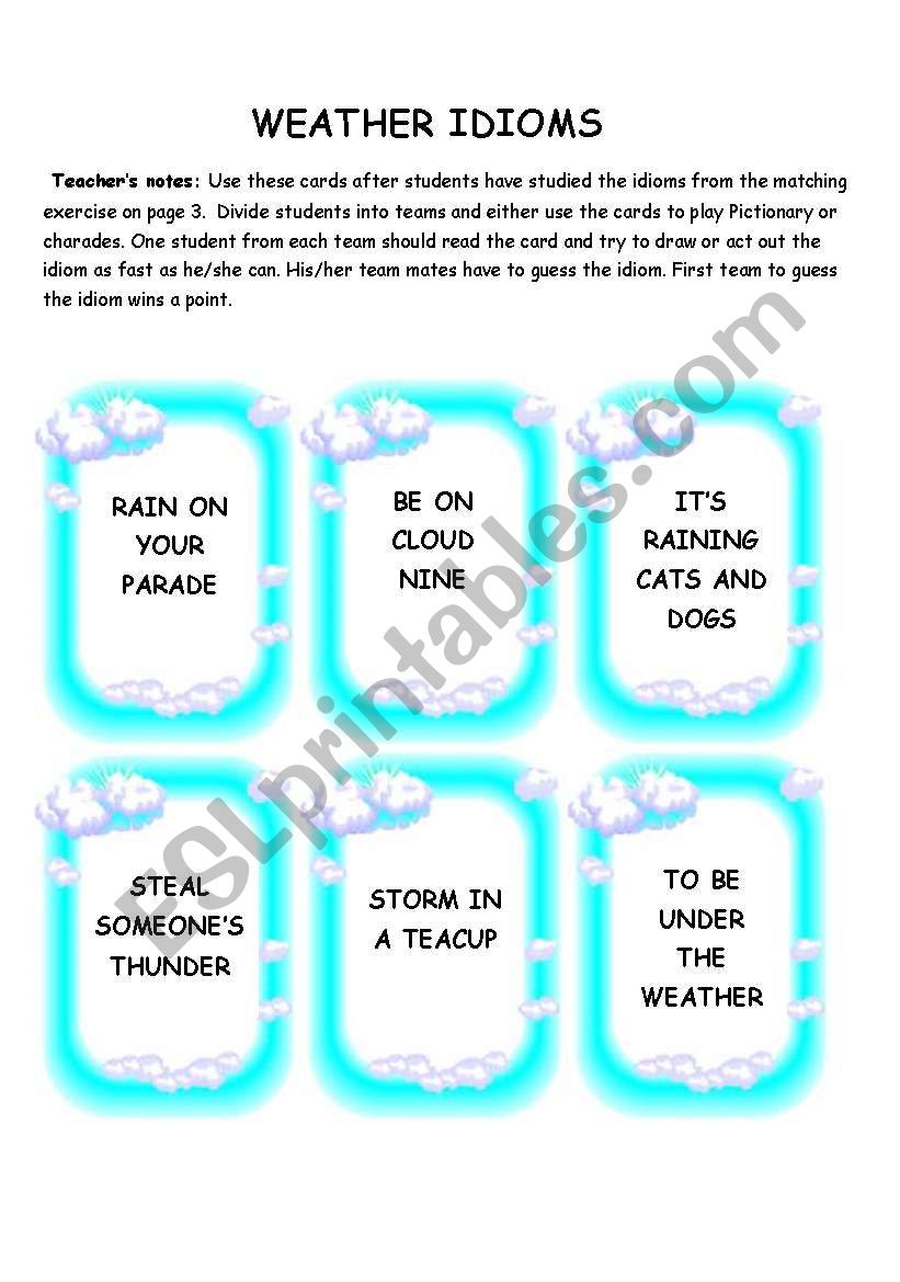 WEATHER IDIOMS worksheet