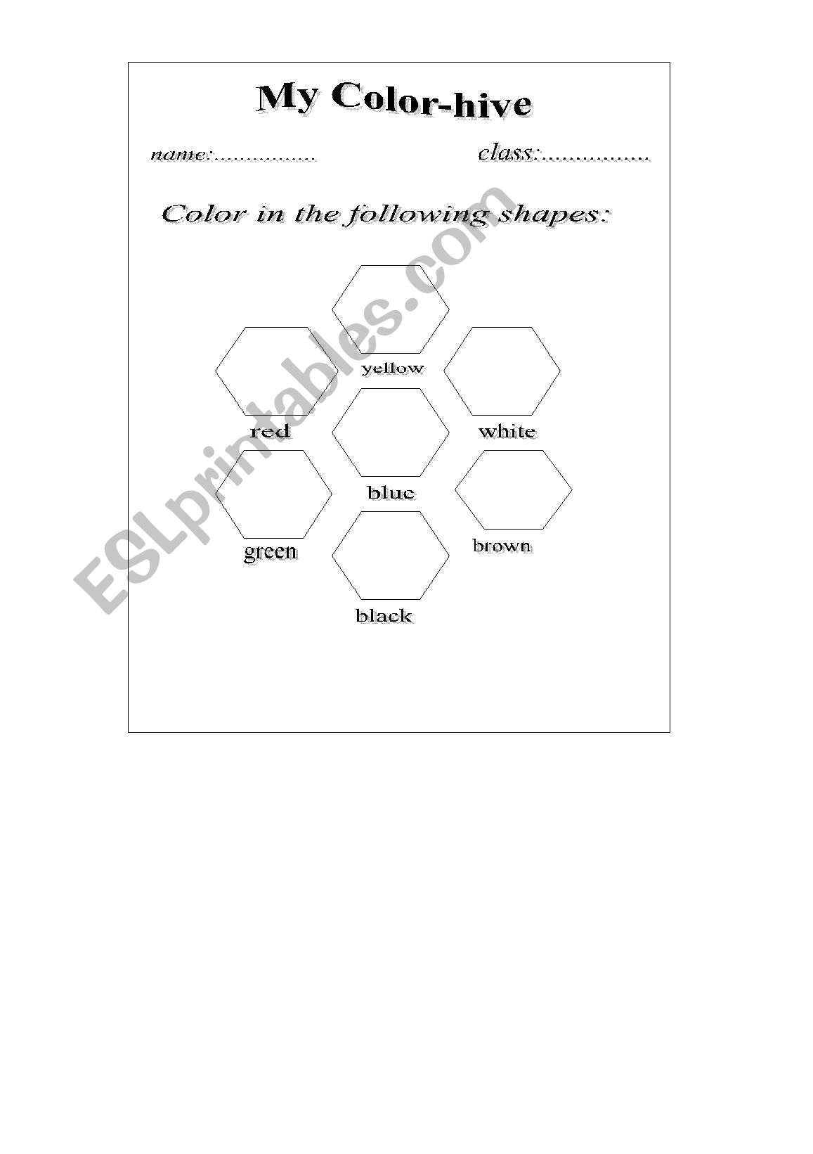 colors worksheet