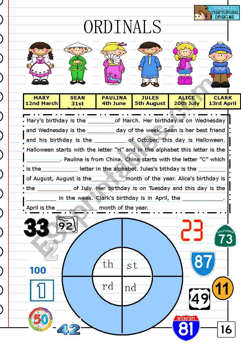 Ordinals PART 1 worksheet