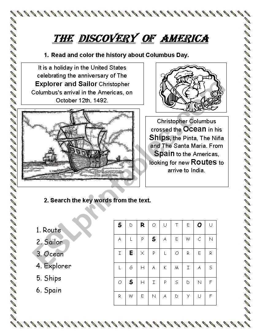 The Discovery of America worksheet