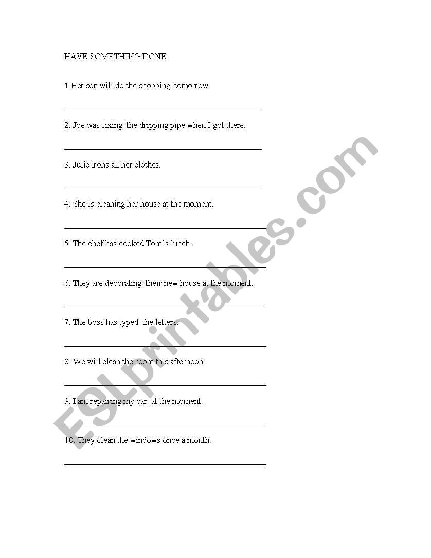 have something done worksheet