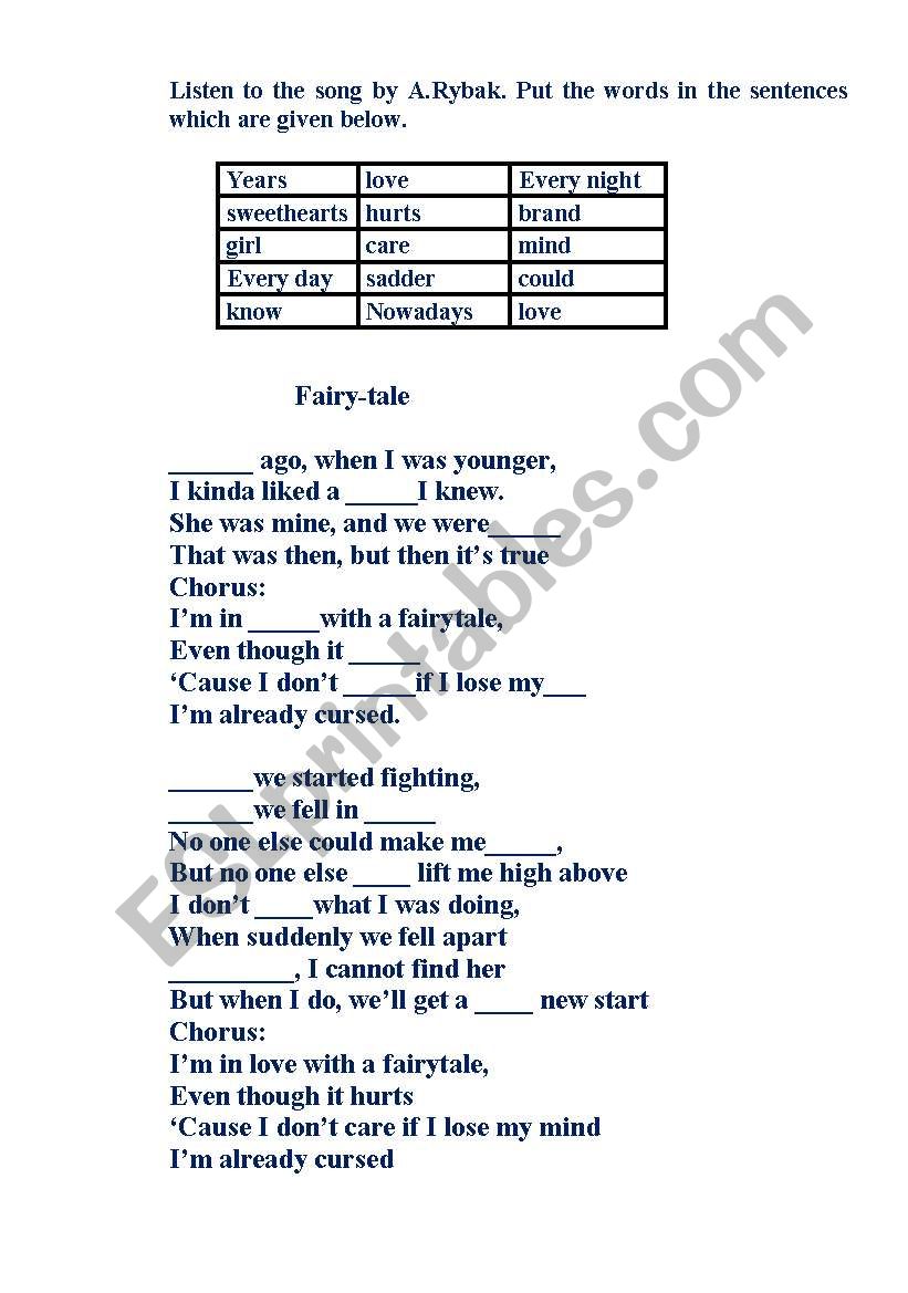 music worksheet