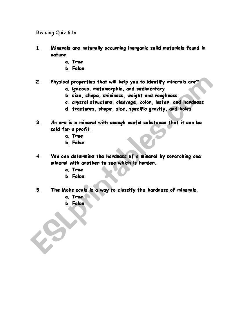 Questions for Science worksheet