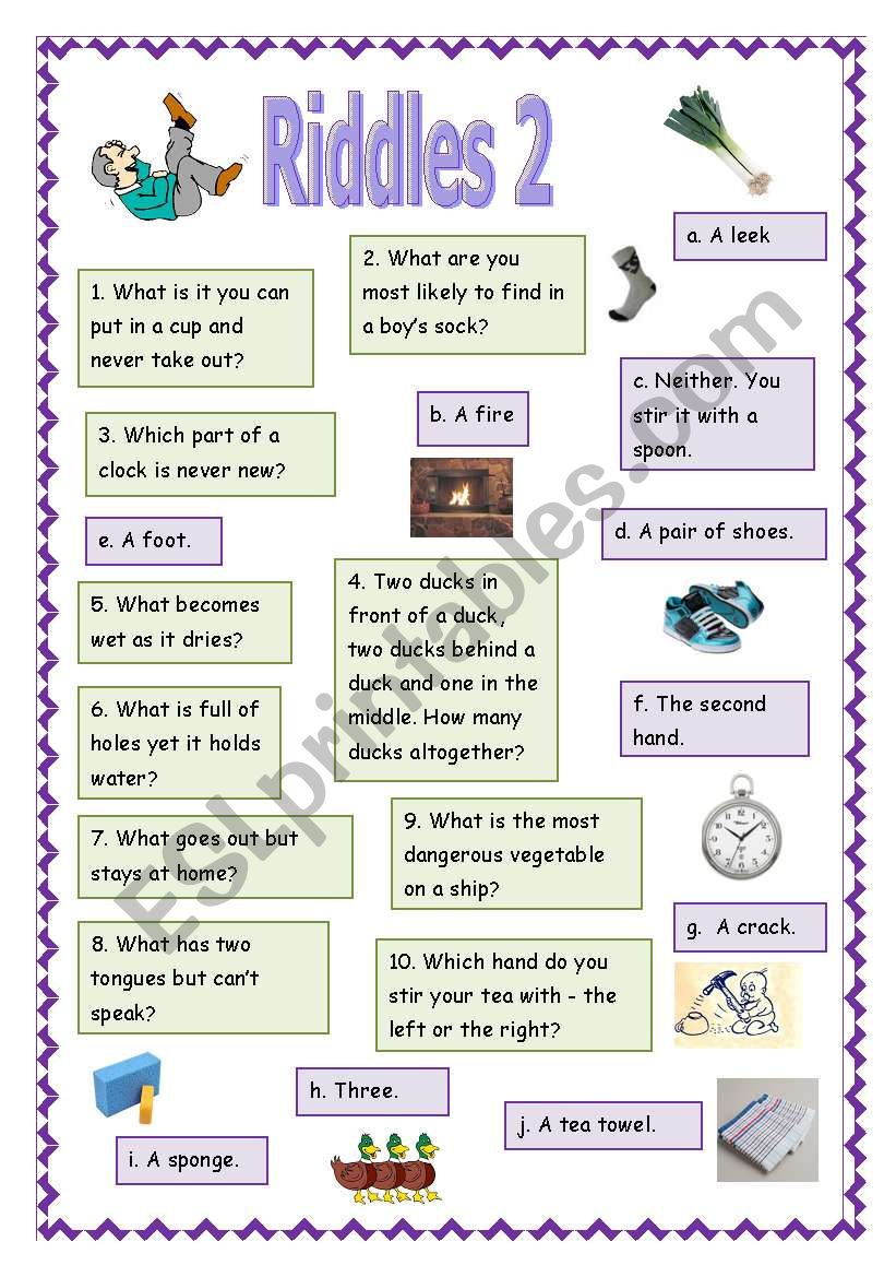 Riddles 2 ESL worksheet by Apodo