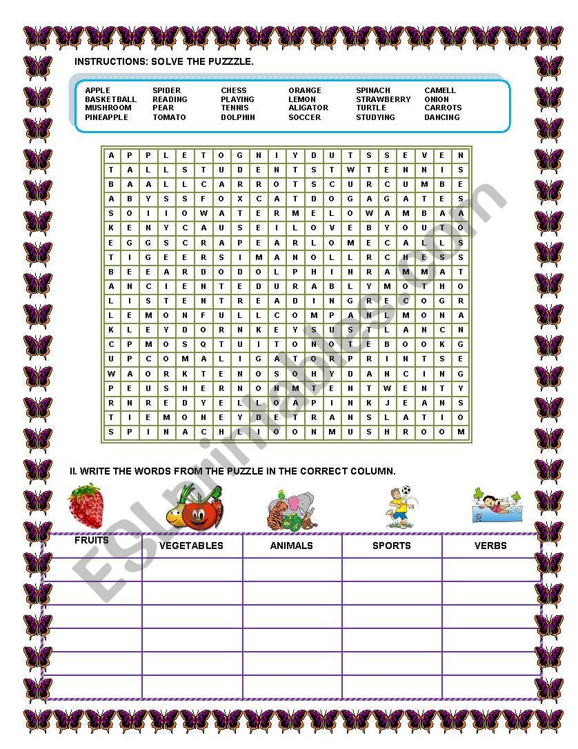 VOCABULARY FRUITS, VEGETABLES...