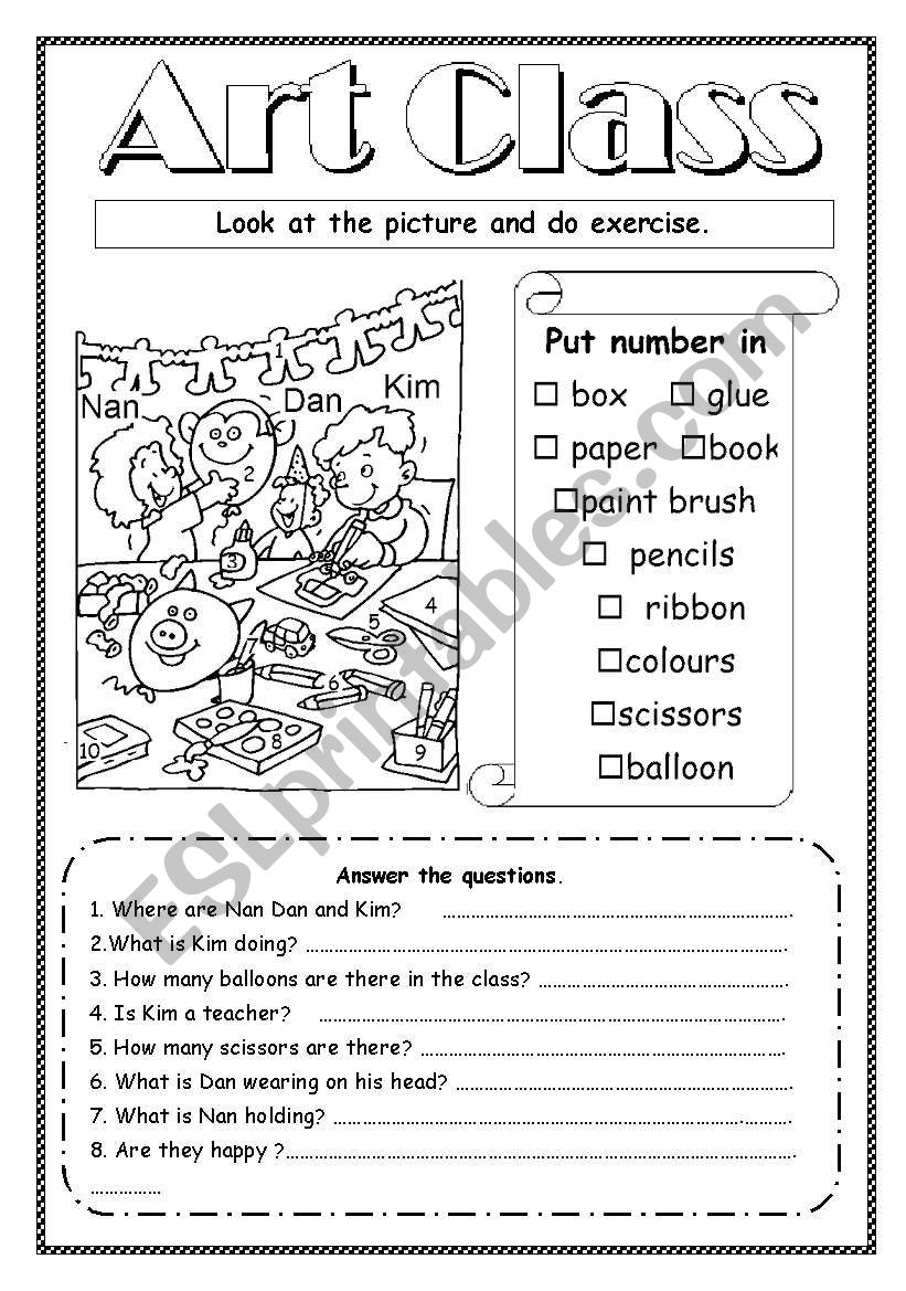 Art class worksheet