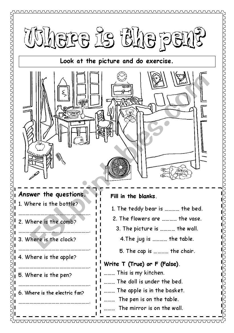 Where is the pen? worksheet