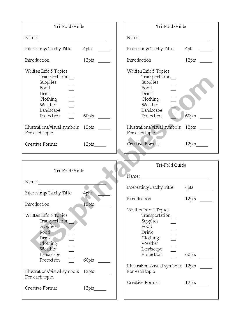 Africa Trifold Rubric worksheet