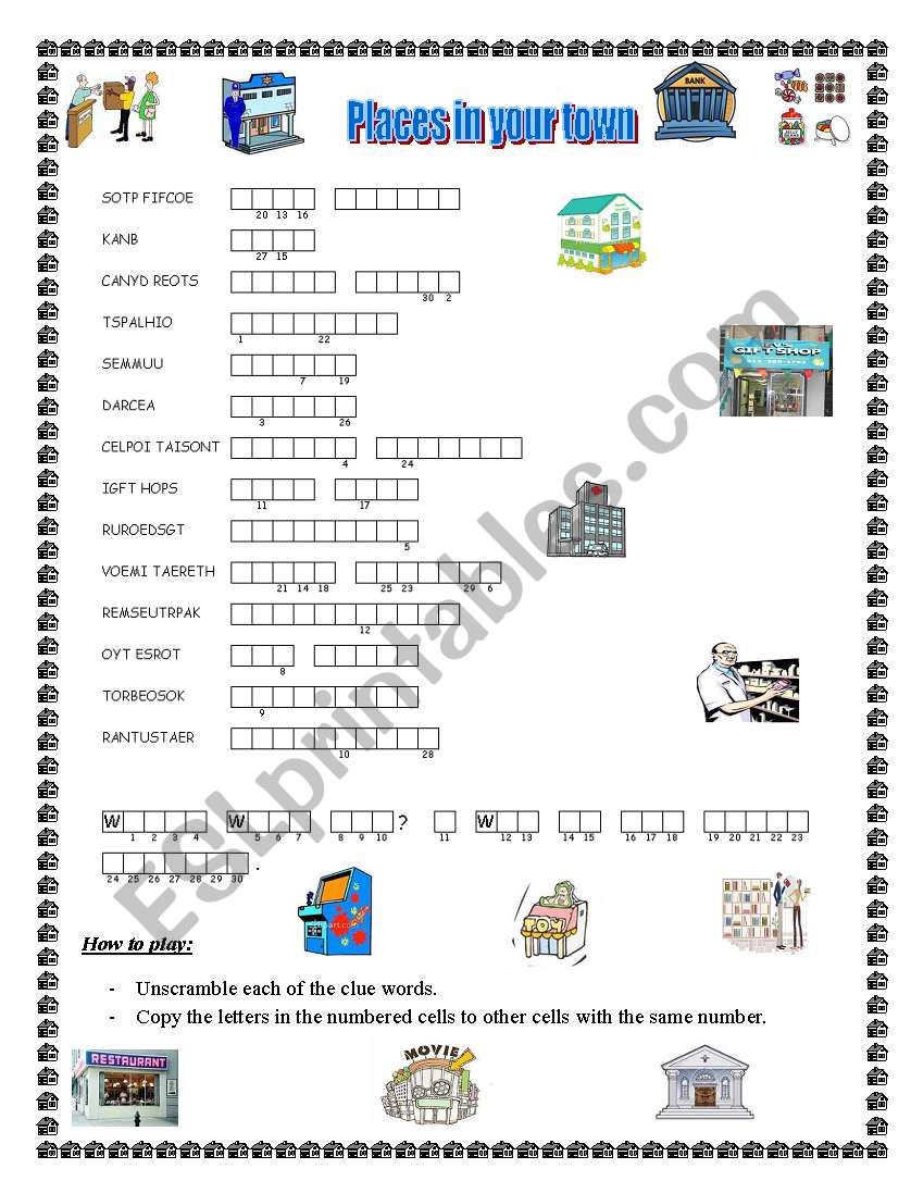 Places in your town - double puzzle