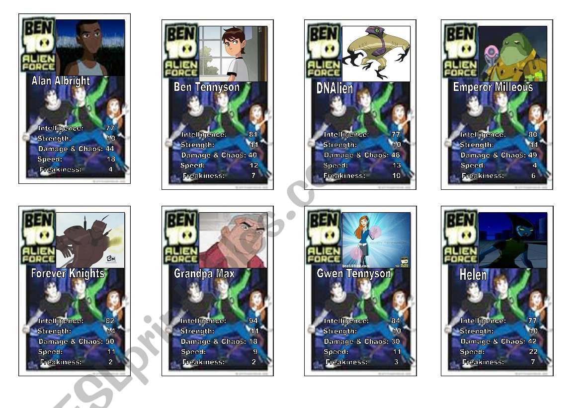 Ben 10 top trumps (New) worksheet