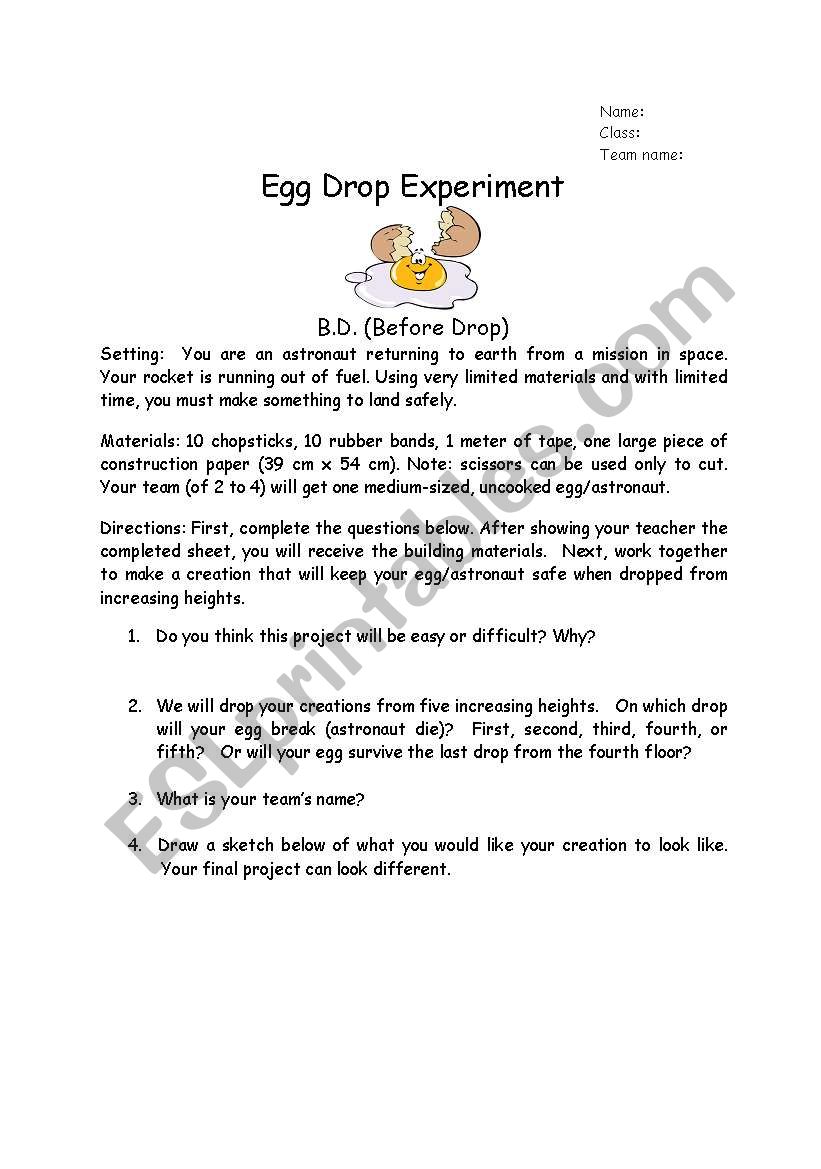 Science Project-- egg drop activity