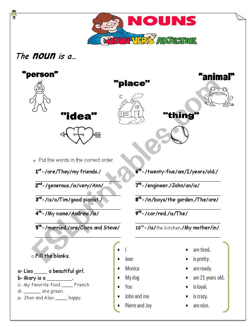 Nouns & word order worksheet