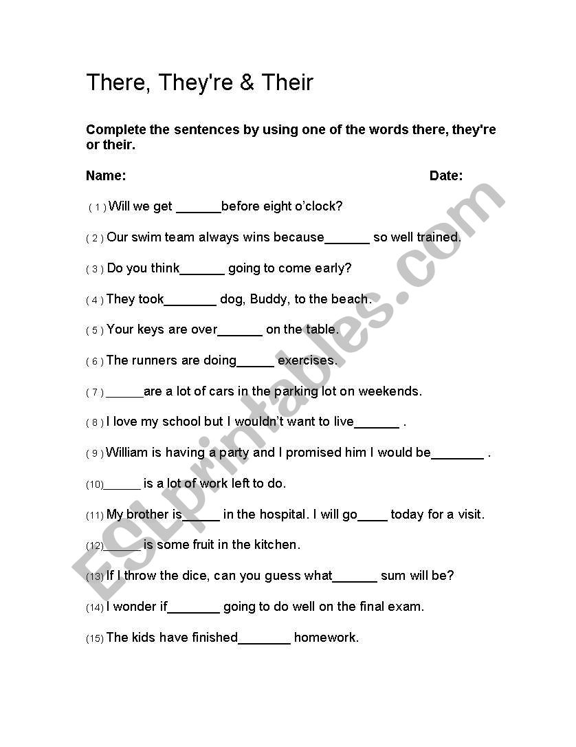 They, They´re and Their worksheet