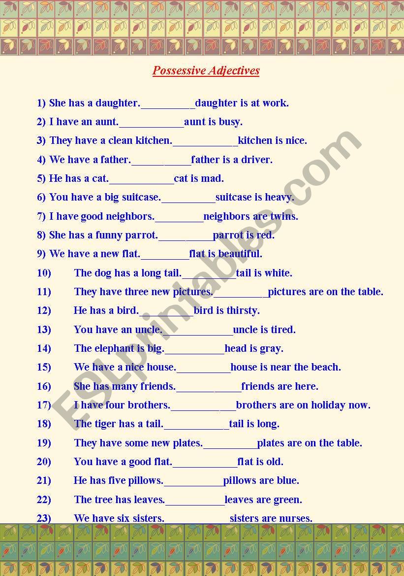 Possessive Adjectives worksheet