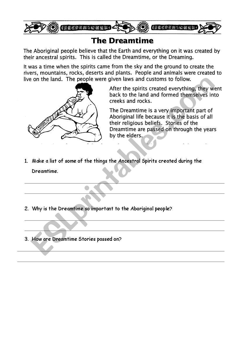 The Dreamtime worksheet