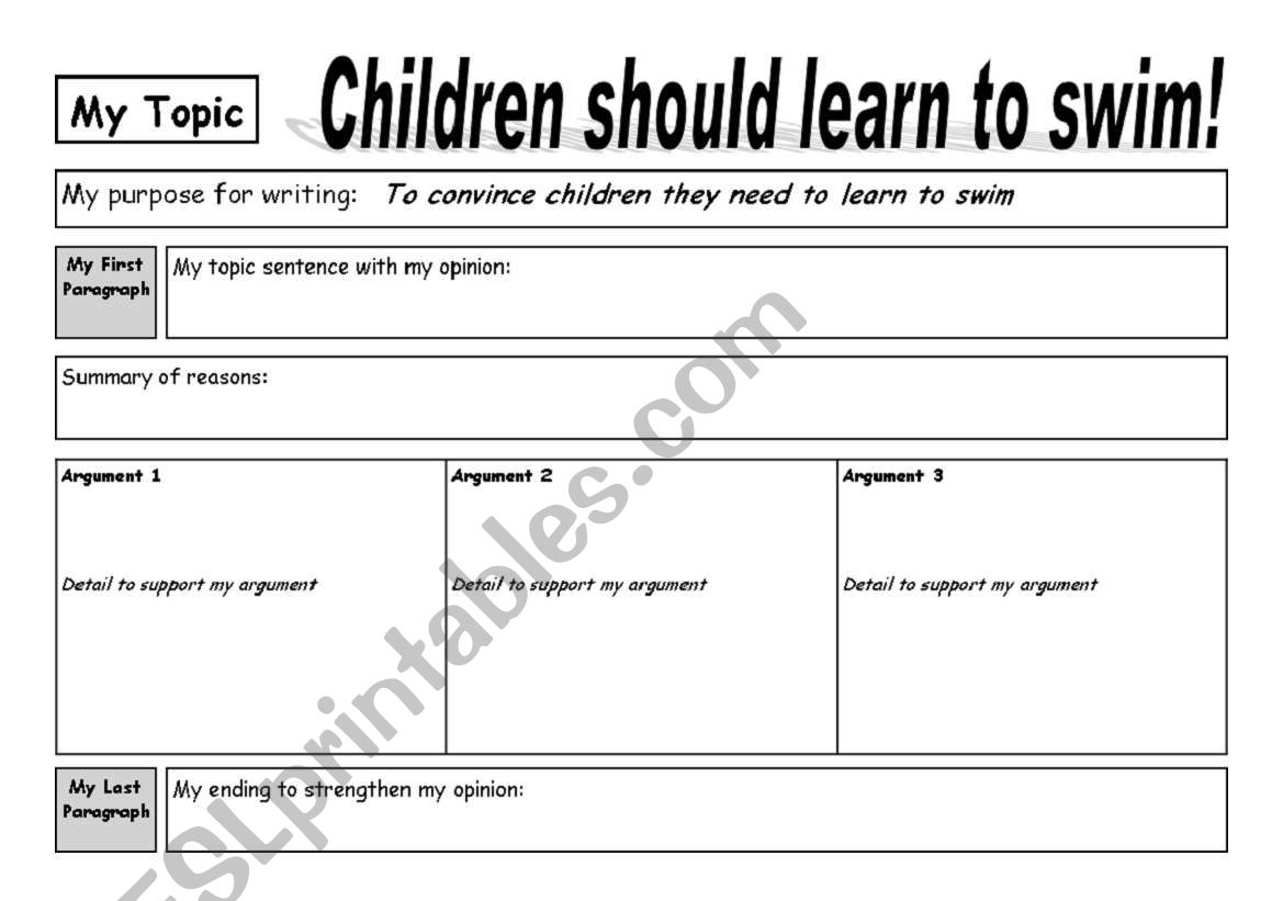 Persuasive Writing Plan worksheet