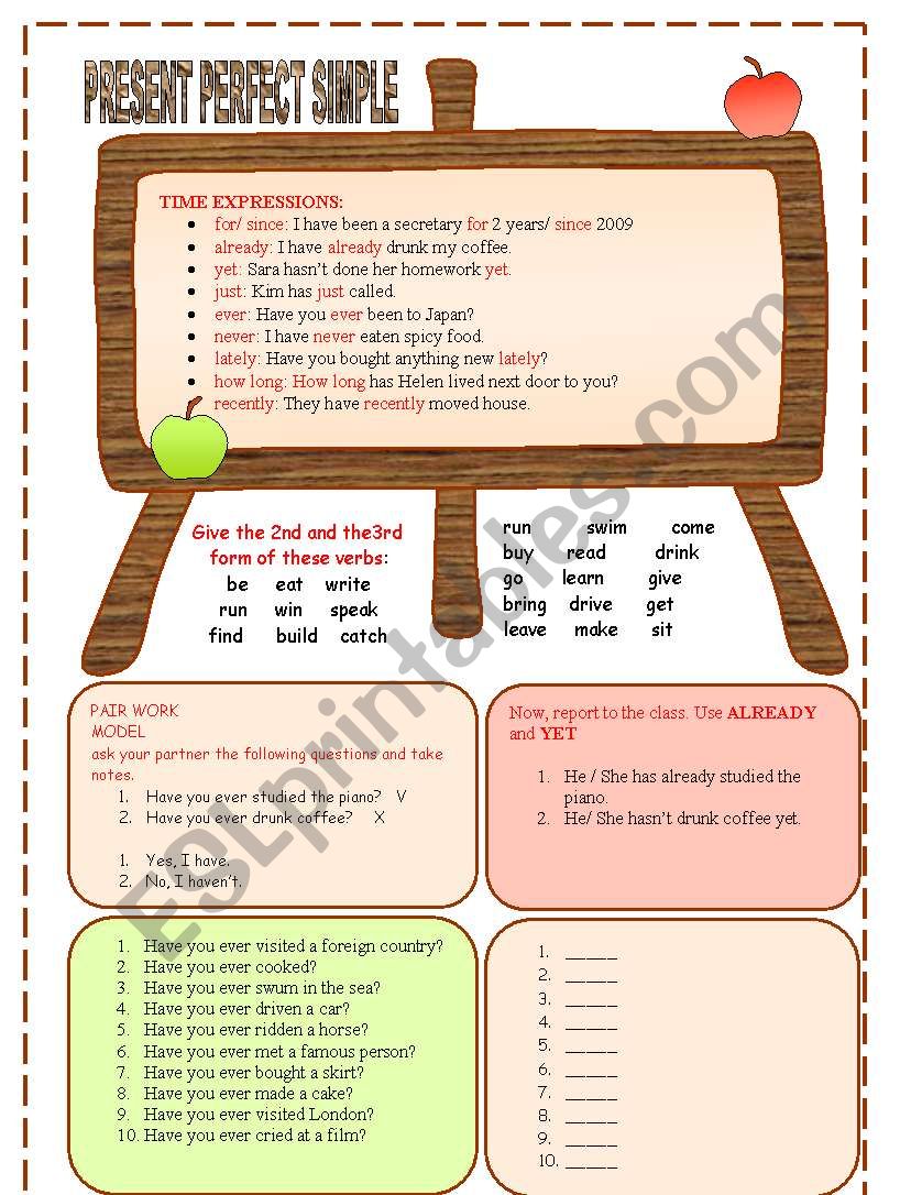 Present Perfect Time Expressions 