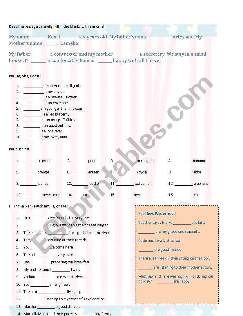 Basic Grammar  worksheet