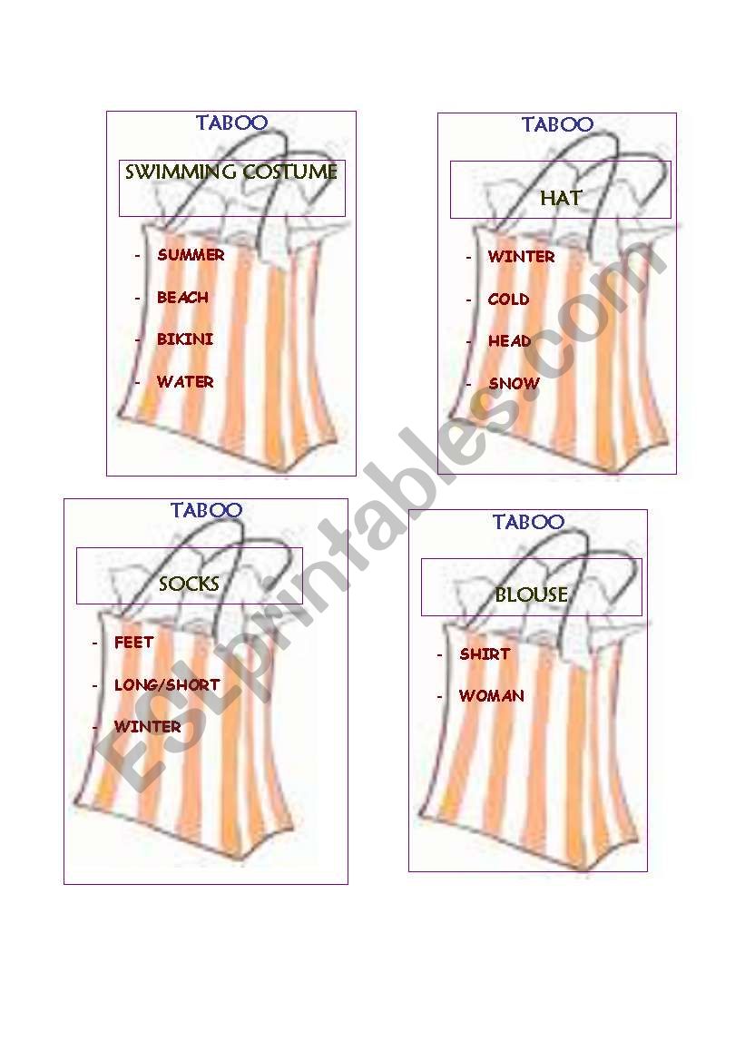 Clothes Taboo worksheet