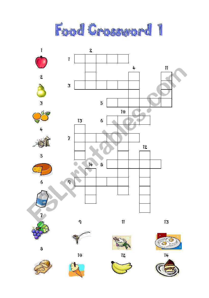 Food Crossword 1 worksheet