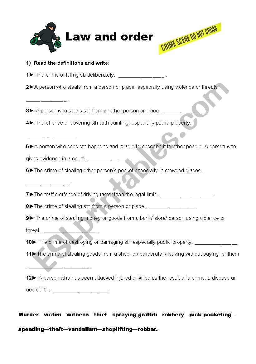  Law and order worksheet