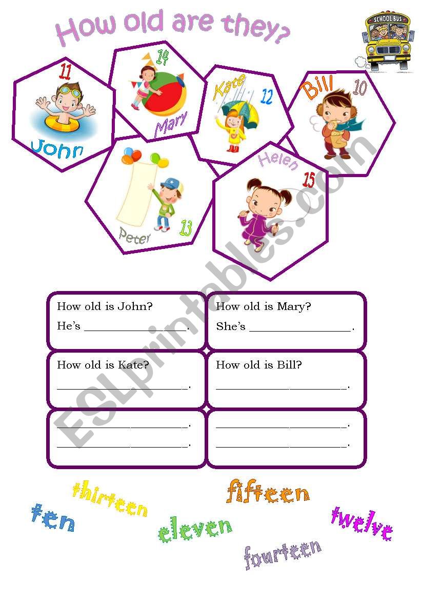 How old are they? worksheet