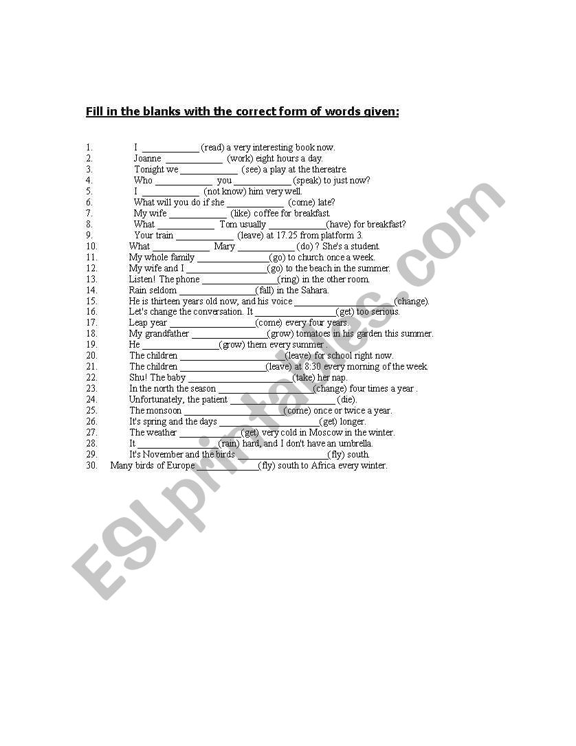 simple present tense worksheet