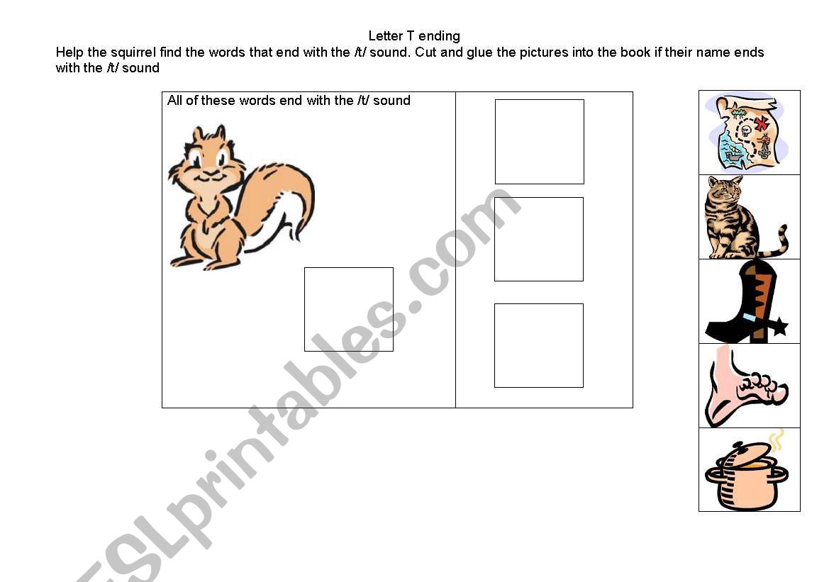 words  end with the /t/ sound worksheet