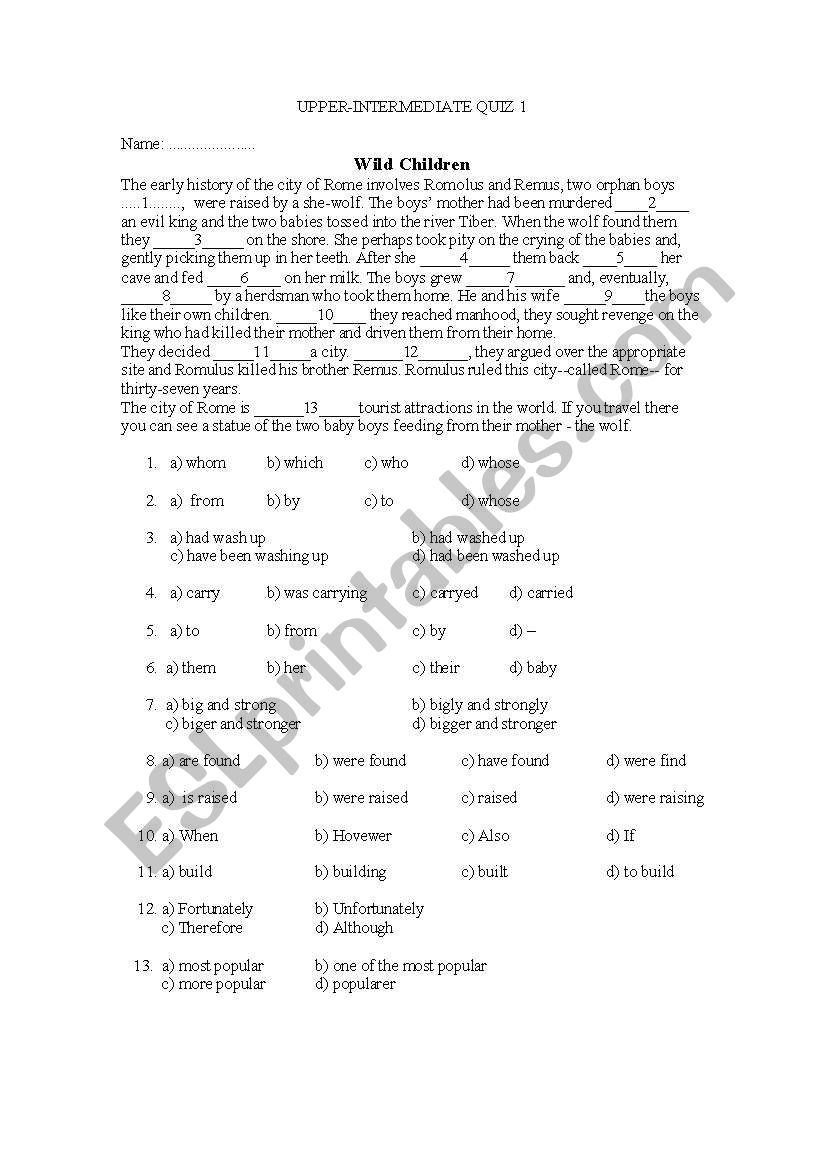 quiz worksheet
