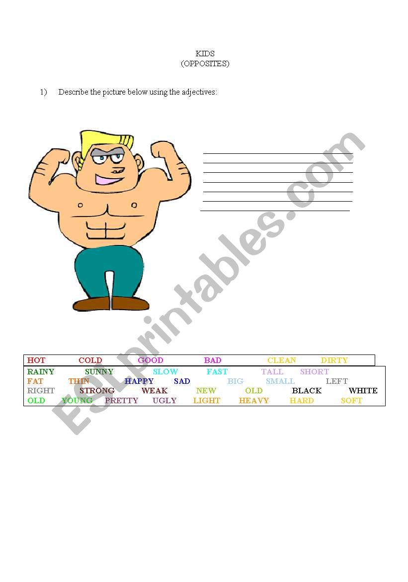 Adjectives worksheet