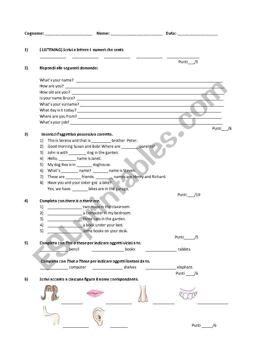 English test Grades 1-2 trinity