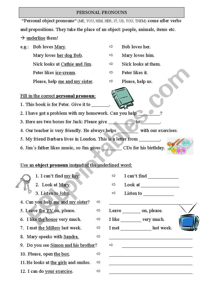 Personal Object Pronouns -Worksheet