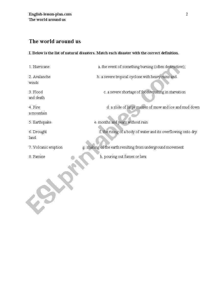 The world around us worksheet