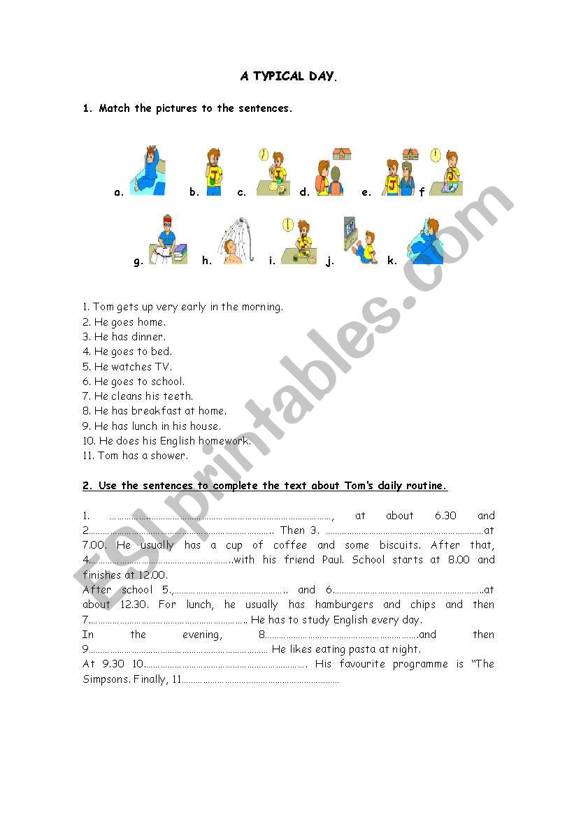 A TYPICAL DAY worksheet